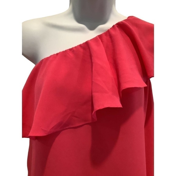 FRENCH CONNECTION SUMMER CREPE ONE SHOULDER RUFFLE DRESS M NWT - Picture 4 of 8